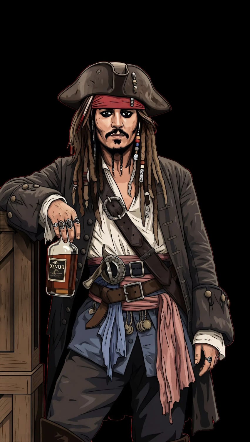 Captain Jack Sparrow Men's 100% Cotton Printed Regular Fit Round Neck T-Shirt