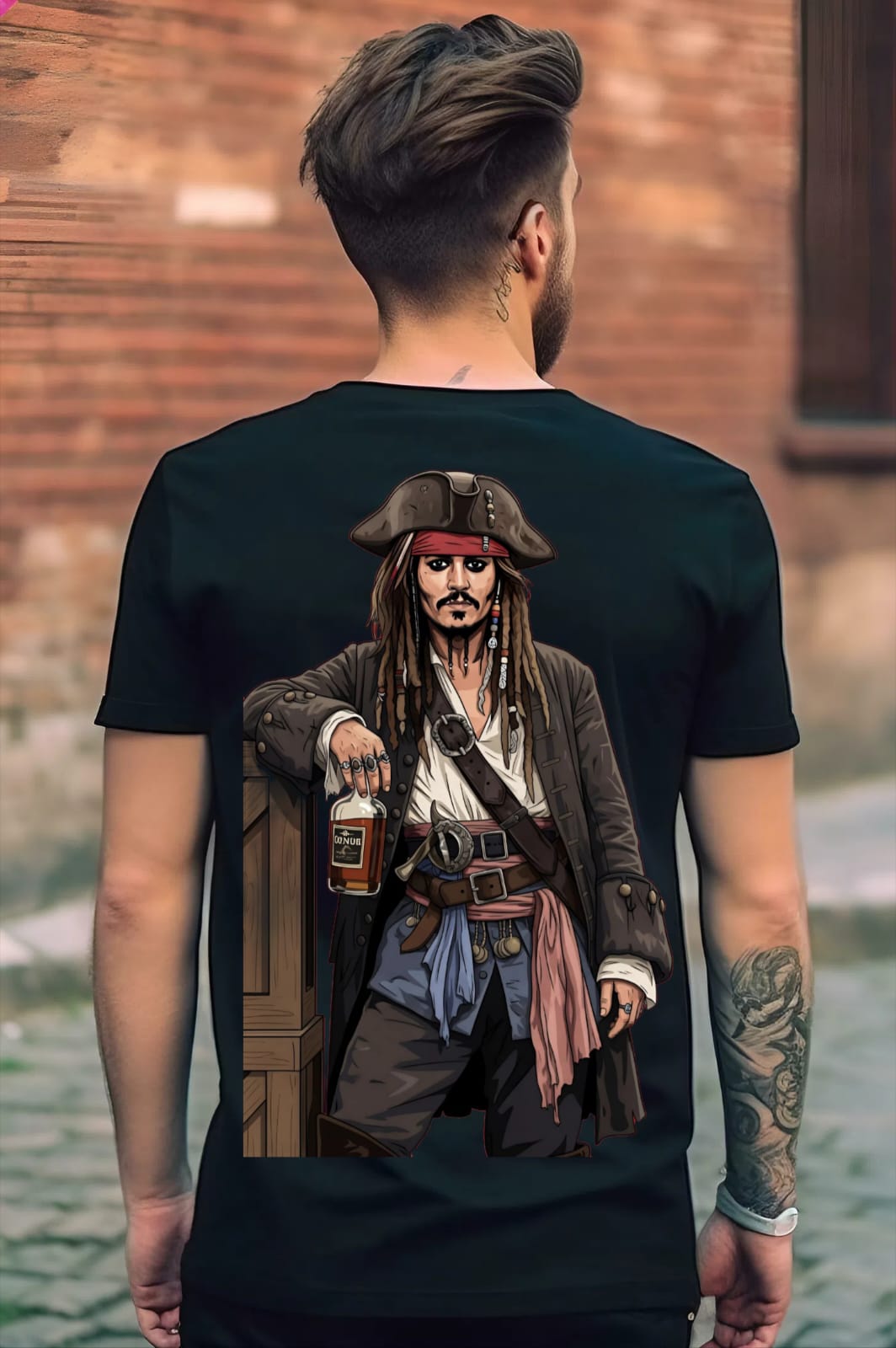 Captain Jack Sparrow Men's 100% Cotton Printed Regular Fit Round Neck T-Shirt