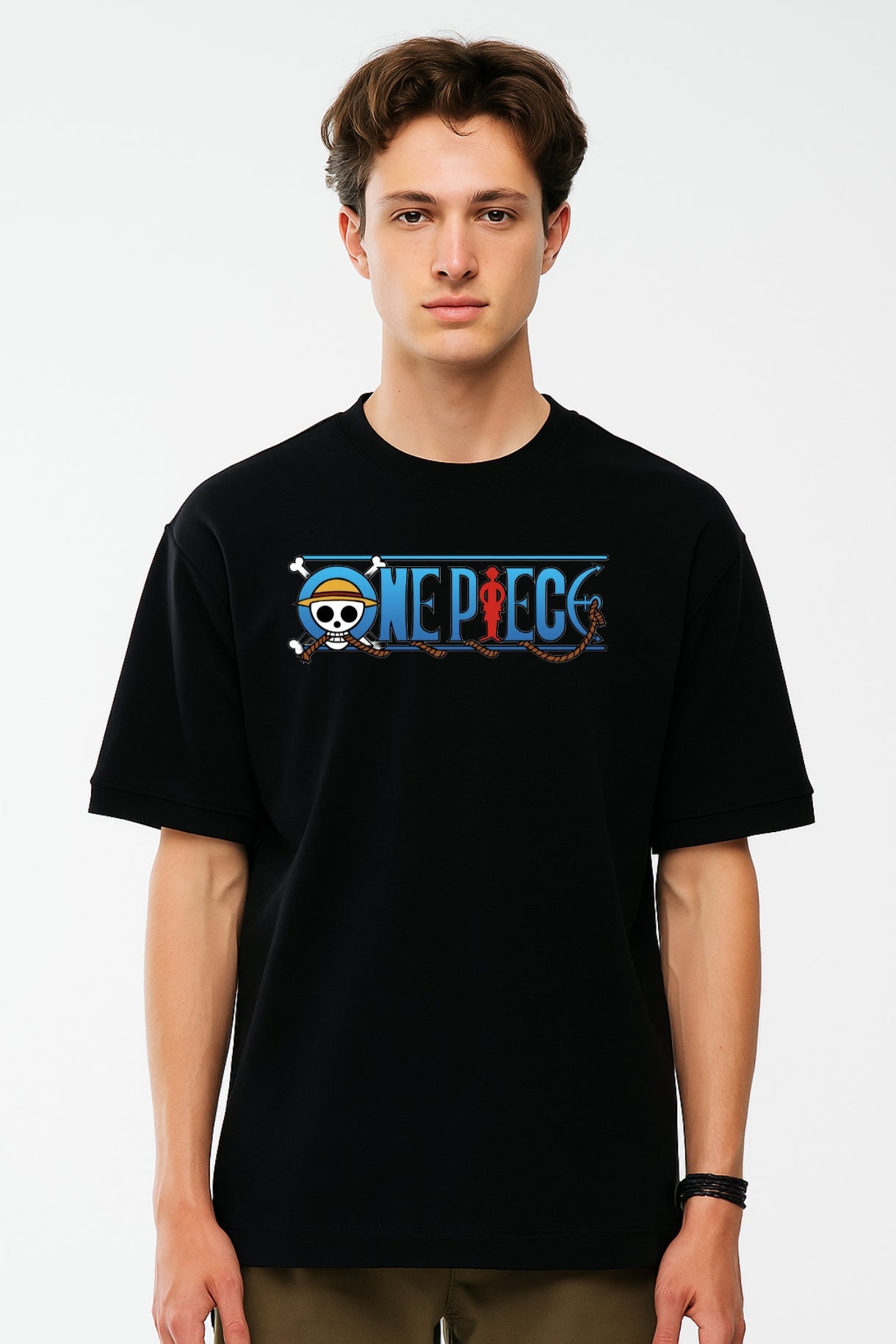 One Piece ( Anime) Men's 100% Cotton Printed Regular Fit Round Neck T-Shirt