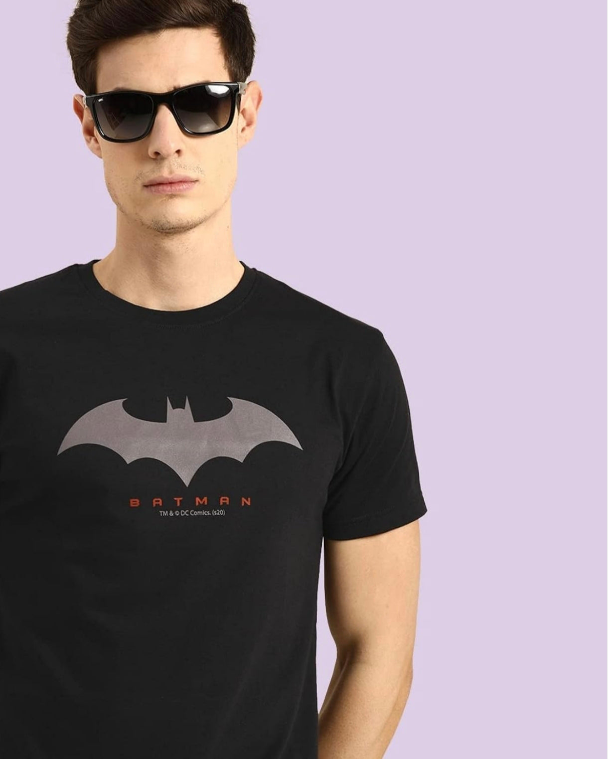 Wishmen DC Merchandise Batman Men's 100% Cotton Printed Regular Fit Round Neck T-Shirt