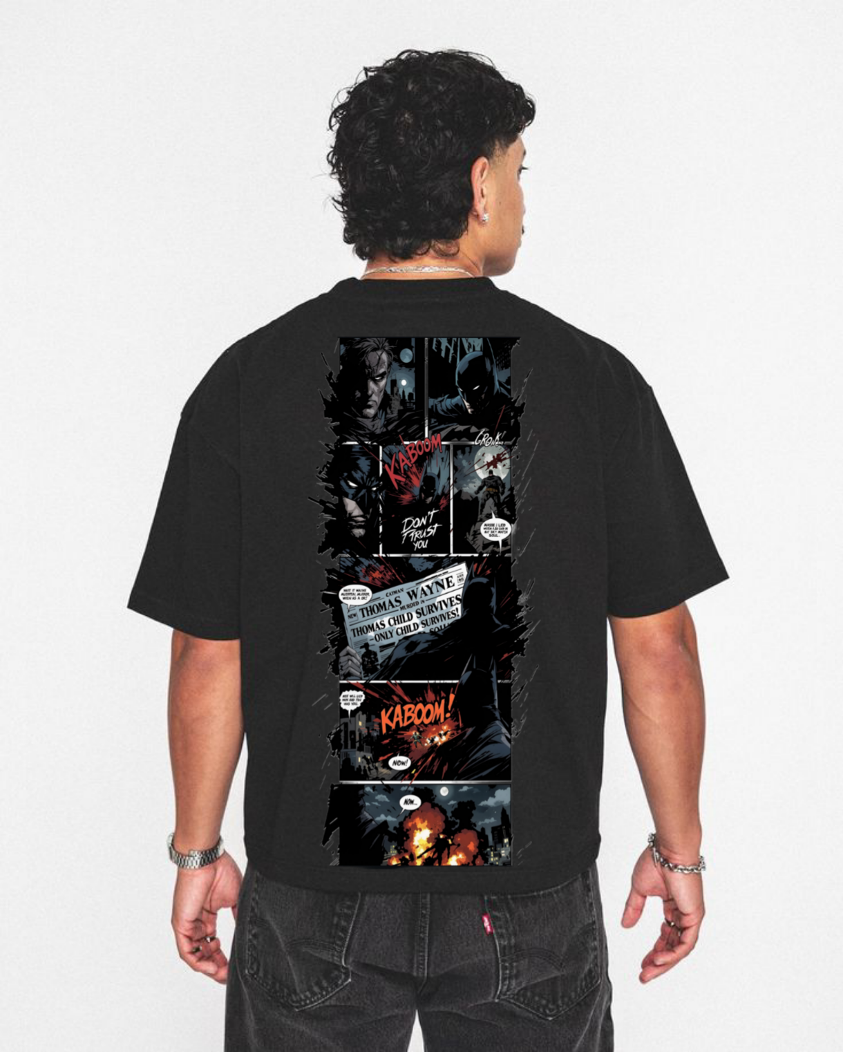 3D DC Merchandise Batman Men's 100% Cotton Printed Regular Fit Round Neck T-Shirt