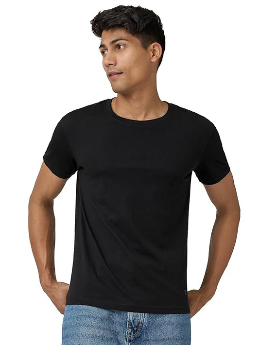 Wishmen Plain Men's 100% Cotton Regular Fit Round Neck T-Shirt