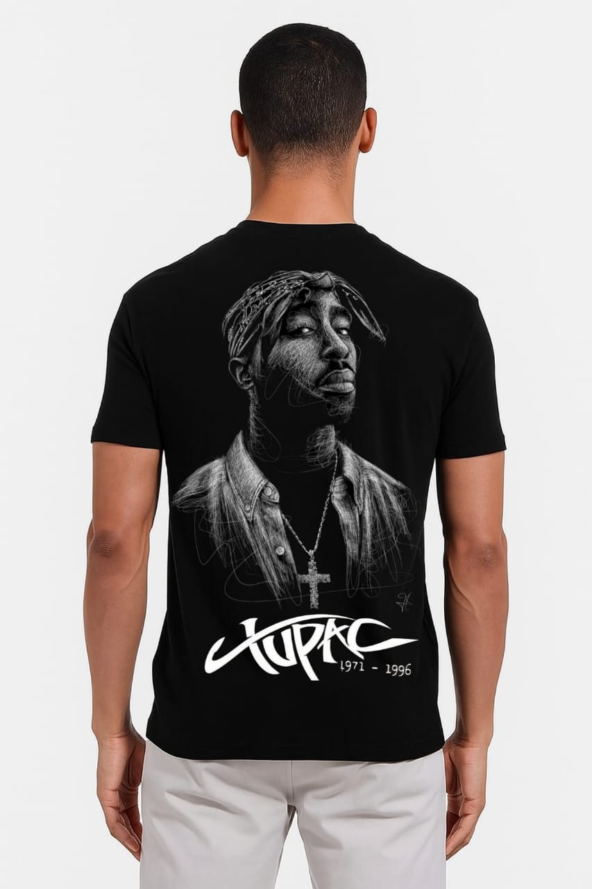 Tupac Men's 100% Cotton Printed Regular Fit Round Neck T-Shirt