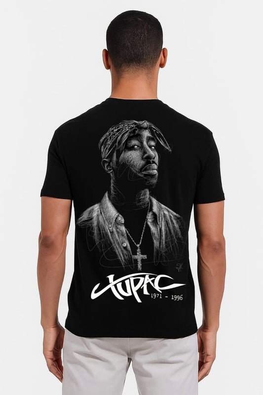 Tupac Men's 100% Cotton Printed Regular Fit Round Neck T-Shirt