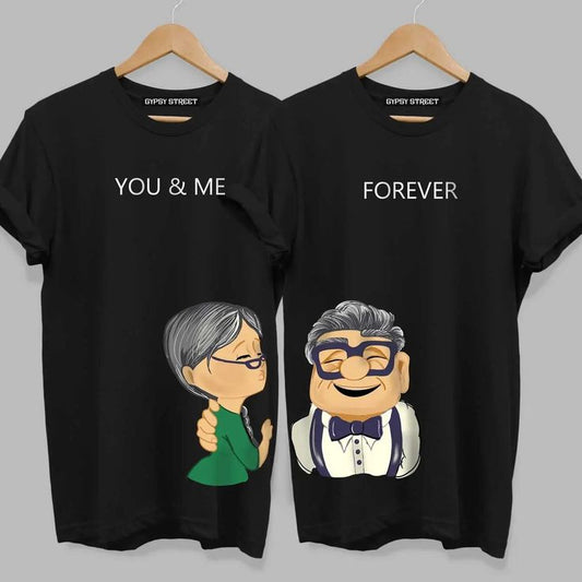 You and Me Men's and women's 100% Cotton Printed Regular Fit Round Neck T-Shirt
