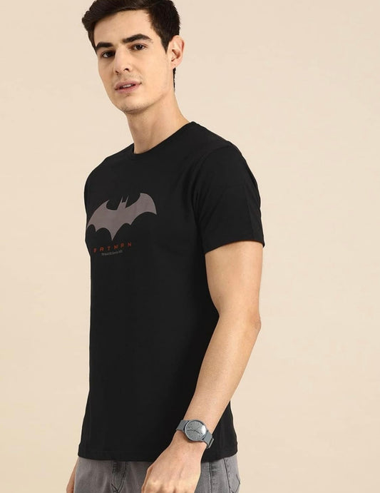 Wishmen DC Merchandise Batman Men's 100% Cotton Printed Regular Fit Round Neck T-Shirt